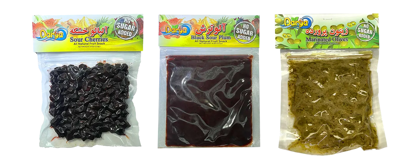 Darya homepage featuring an array of sour fruit snacks.